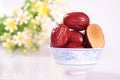 Red jujubes in a bowl